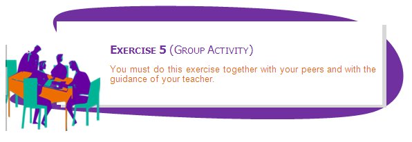 EXERCISE 5 (GROUP ACTIVITY)
You must do this exercise together with your peers and with the guidance of your teacher.
