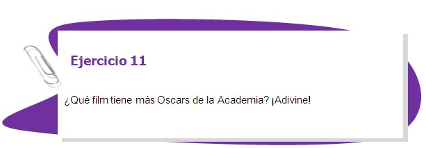 Ejercicio 12

¿Conoce alguna película que haya escrito parte de la historia del cine? ¿Cuáles serían sus opciones? 
