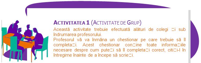 ACTIVITY 1 (GROUP ACTIVITY)
This activity is to be carried out together with your peers and with the guidance of your teacher.
The teacher shall give you a questionnaire that you must fill in. This questionnaire has all the necessary information as to how it is to be properly filled in, read the whole questionnaire before starting to write.
