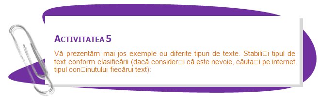 ACTIVITY 5
Below you can see different examples of written texts. Find out which type of text they are according to the classification provided (if necessary, look up in Internet the type of content of each text):
